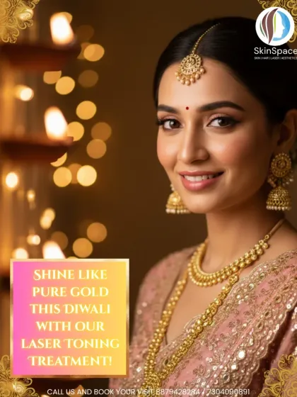 Shine like pure gold this Diwali with our Laser Toning treatment. This advanced procedure is designed to reduce pigmentation and dark spots, improve skin texture, and boost collagen for a flawless, radiant finish that rivals the festive lights.