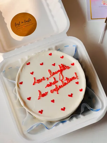 These images showcase different angles and lighting of the personalized message cakes, highlighting the consistent quality and detail in each order.