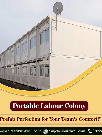 A portable labour colony structure, showcasing our ability to provide safe and efficient worker accommodations. We deliver excellence in every aspect of our construction services across India.