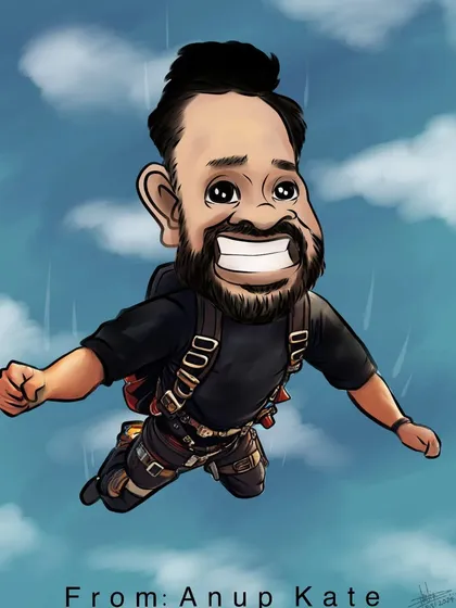 An adventurous, sky-diving themed digital caricature. If you have a wild idea, I can draw it. These are perfect for capturing a person's adventurous spirit.