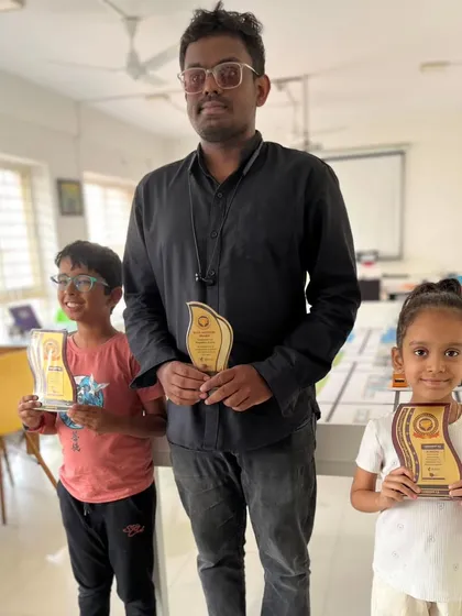We are incredibly proud of our students' achievements. This photo celebrates our team's clean sweep at the Codeavour 6.0 robotics competition, where we secured 1st, 2nd, and 3rd place, showcasing the effectiveness of our training programs.