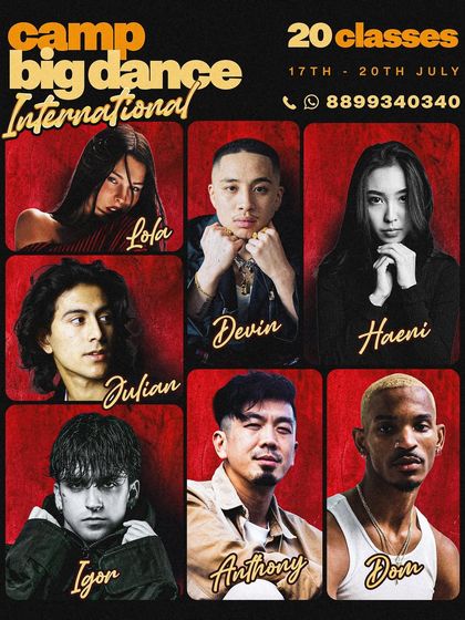 Our main promotional graphic for the camp, listing the international teachers and dates for the biggest dance event of the year.