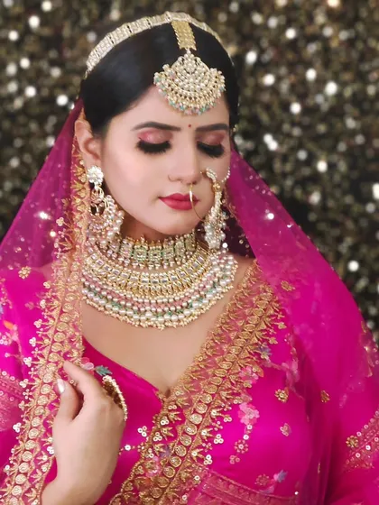 A beautiful bridal look created during a makeup shoot using my rental jewellery and outfit. Perfect for building a professional portfolio.