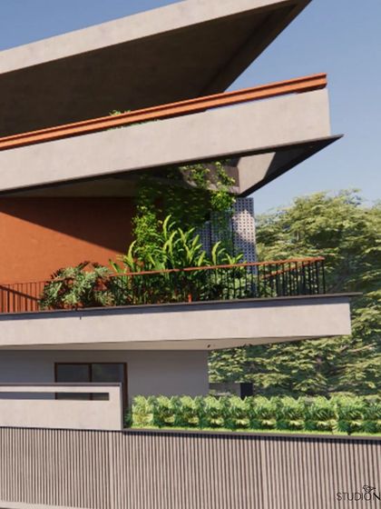 Designed to align with the harsh weather of Gulbarga, 'Ayana' features a prominent shading facade and louvers. The overhanging roof and cantilevered balconies provide essential protection from the sun, reducing cooling loads.