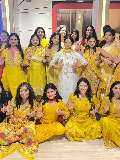 A beautiful group photo from our Diwali workshop in Noida. We love seeing everyone come together in their traditional yellow outfits to celebrate the festival of lights with dance.