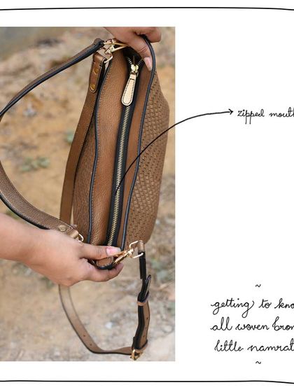 The Little Namrata comes with a secure zipped mouth. For some of our open-mouth designs like the Perry, we offer the option to add a zip closure for extra security on custom orders.