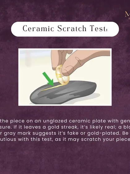The ceramic scratch test can also offer clues. Gently rubbing your piece on unglazed ceramic should leave a golden streak if it's real. A black or grey mark suggests it might be fake or gold-plated. Be careful, as this can scratch your jewellery.