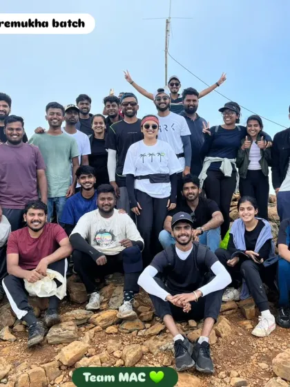 This is what success looks like. A happy and tired group from our Kudremukha batch celebrating at the summit. We handle all the logistics so you can focus on the climb and the view.