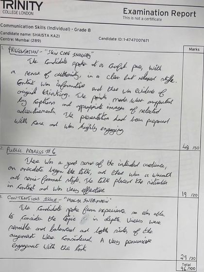 It's never too late to pursue your goals. We were thrilled to guide an adult student to not only complete her Grade 8 exam after 25 years but to achieve an outstanding score of 96 out of 100.