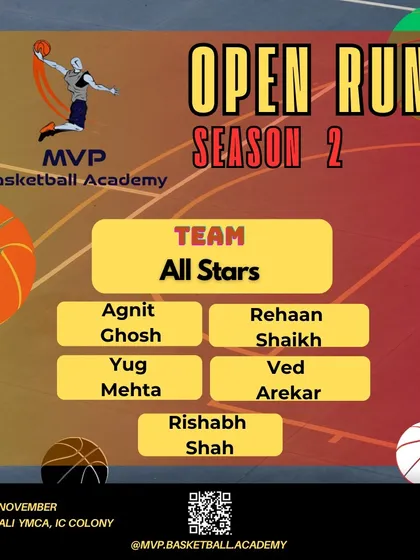An example of our team announcements for the Open Run tournament. Here we introduce Team All Stars.