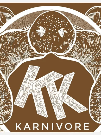 A close-up of my logo, where the letters 'KK' are filled with Devanagari script detailing the 'Old Bangalore Naati Style' of my cooking. It's a nod to the heritage and tradition behind my food.
