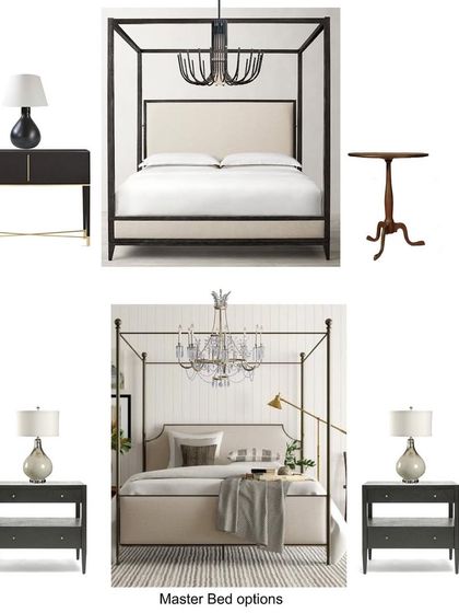 More mood board options for a master bedroom. This is where we present different concepts to our clients, allowing them to choose the direction that best fits their personal style.
