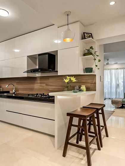 Interiors - Modular Kitchen Design Kitchens with Islands & Breakfast Bars photo 4