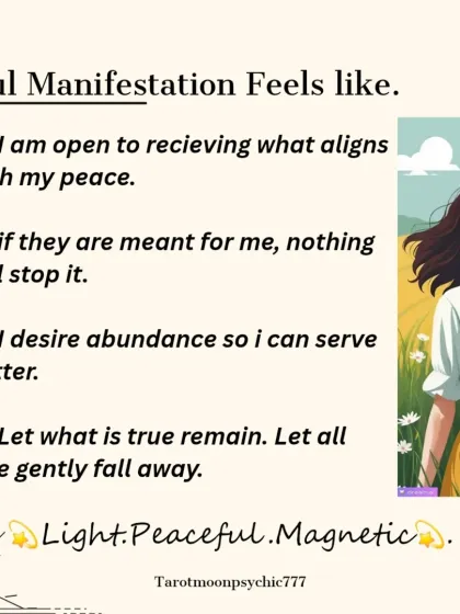 Soul manifestation feels light, peaceful, and magnetic. It's rooted in trusting that what is meant for you will come, and letting go of what doesn't align with your peace.