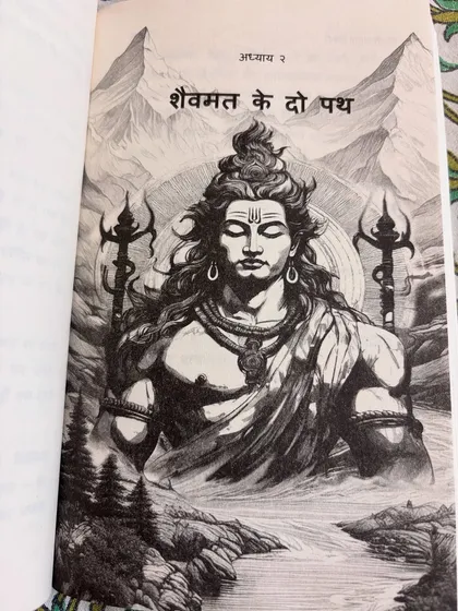 This page from a spiritual text illustrates the two paths of Shaivism. Our practice is rooted in this deep philosophical knowledge, guiding students on the path of Dharma.