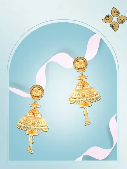 Designed for demand, these gold cage-style jhumkis are crafted to captivate every client segment. Their classic yet intricate design ensures they are a popular choice.
