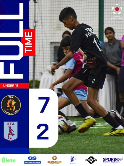 A 7-2 victory for our U15 team, showcasing their attacking prowess.