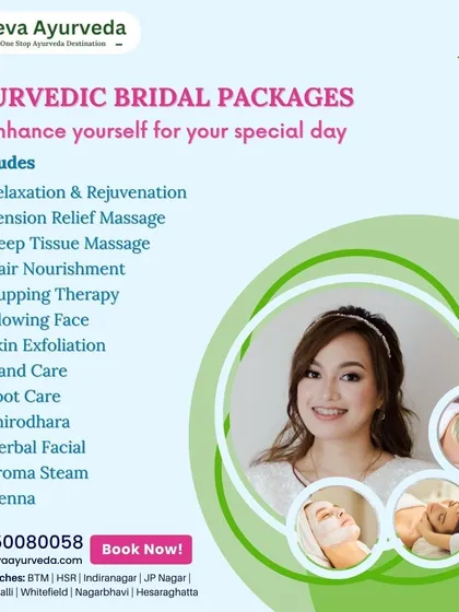 Enhance yourself for your special day with our Ayurvedic bridal packages. These packages are designed to provide complete relaxation and rejuvenation, including services like tension relief massage, hair nourishment, glowing facials, and Shirodhara.