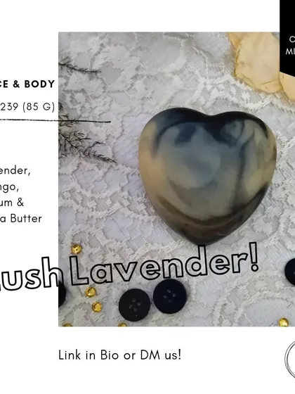 The heart-shaped 'Lush Lavender' soap, a beautiful and calming addition to my Coconut Milk soap line.
