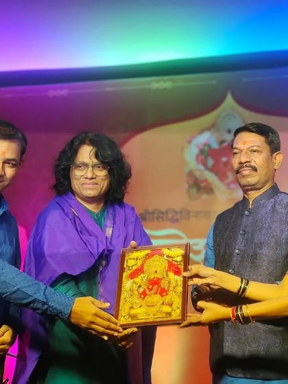 Being felicitated by the trustees of the Siddhivinayak Temple after our performance. I am grateful for their respect and appreciation.