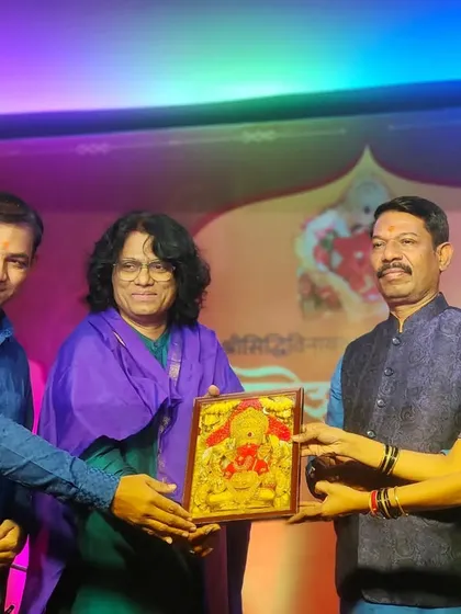 Being felicitated by the trustees of the Siddhivinayak Temple after our performance. I am grateful for their respect and appreciation.