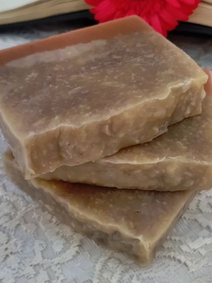 A stack of my limited edition Pink Moon soap. This bar features the beautiful scent of Rose Geranium essential oil for a truly luxurious experience.