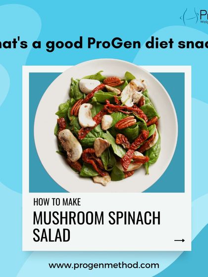 A visual guide on how to make our tasty mushroom spinach salad. It's a great way to add more vegetables to your diet.