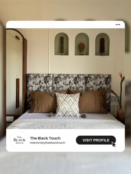 A promotional shot of a bedroom with an arched niche and a patterned headboard, reflecting our focus on creating personalized and serene retreats.