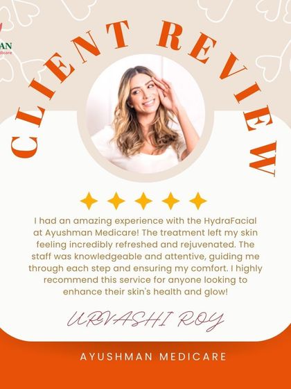 Urvashi Roy shares her "amazing experience" with the HydraFacial in this client review. She highlights how the treatment left her skin incredibly refreshed and rejuvenated, and praises our knowledgeable and attentive staff.