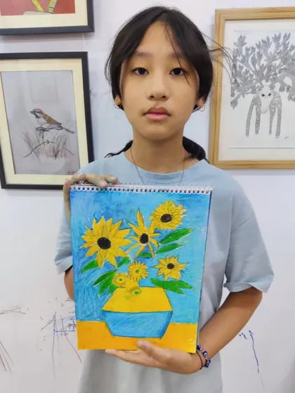 A showcase of various watercolor paintings by our teen students, including still life florals and landscapes.
