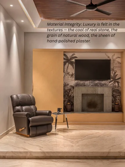Luxury is felt in the integrity of the materials: the coolness of real stone, the grain of natural wood, the sheen of hand-polished plaster. These are things that age beautifully.