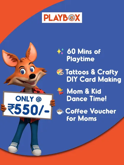 This graphic details the special Mother's Day package, including playtime, crafts, and a coffee voucher for moms.