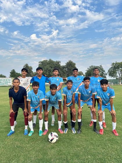 The U-17 team from a different angle, showing the unity and spirit of the squad.