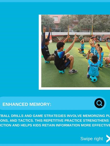 Our drills and game strategies help with enhanced memory. Kids learn to remember plays and formations, which strengthens their memory function and helps them retain information more effectively.