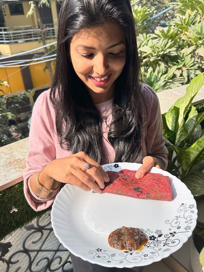 Bringing back the wisdom of our nanis and dadis with this beetroot roti. It's a perfect winter warmer, full of earthy flavor and nutrients, especially when cooked with a dollop of ghee.