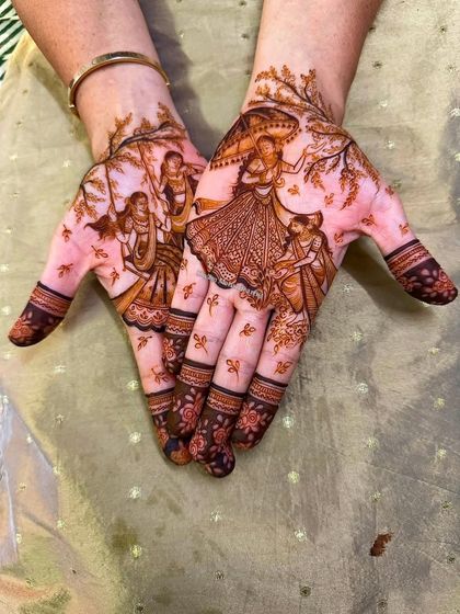 A slightly different angle of the Teej design, capturing the joyful essence of the festival.