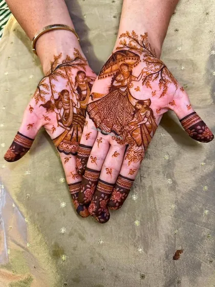 A slightly different angle of the Teej design, capturing the joyful essence of the festival.