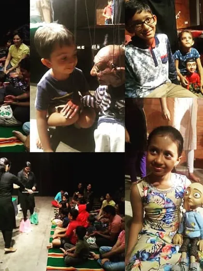 A collage of happy moments from our 'Some Some Story' performances, showcasing the joy of both the puppets and the audience.