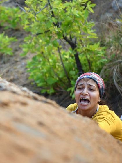 This image perfectly captures the feeling of facing your fears head-on during a climb. It's a powerful and transformative experience.
