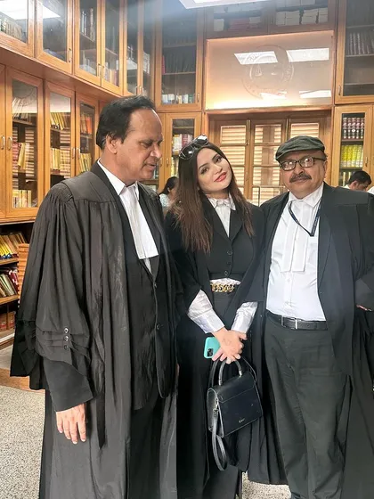 In the Supreme Court library with colleagues Dewakar Goel ji and Pradeep Thripathi ji after a book launch and donation event.