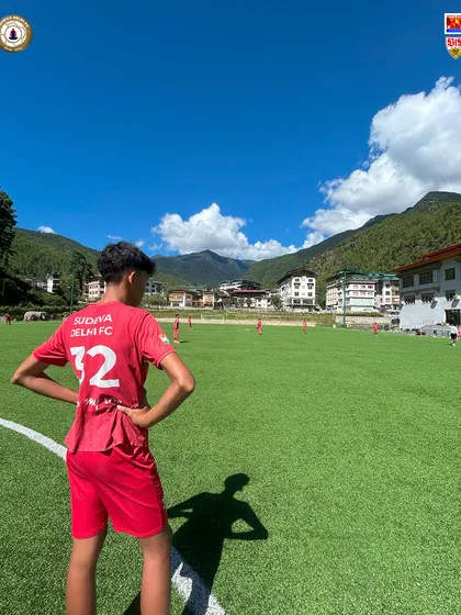 Looking out over the training ground in Bhutan. The number on the back represents the club, but the flag on the sleeve represents the nation we all dream of playing for.