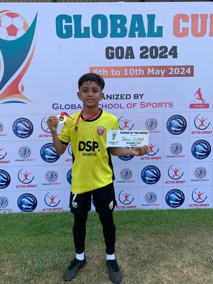 This young warrior earned his Player of the Match award at the Global Cup in Goa. A proud moment for the academy.