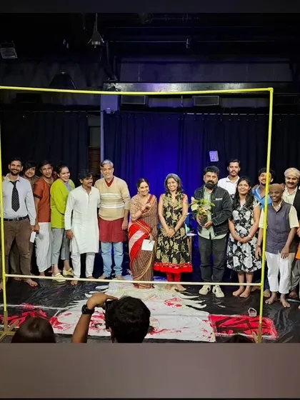The complete cast and crew of a VAS production take a bow with a special guest. Our courses culminate in a full-fledged play, giving students invaluable real-world performance experience.