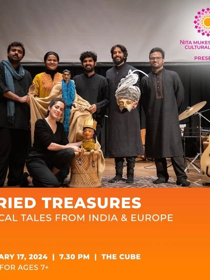 Our ensemble cast for 'Buried Treasures' presented by the Nita Mukesh Ambani Cultural Centre. This image features our multicultural team of singers, actors, and puppeteers who bring the musical tales to life.