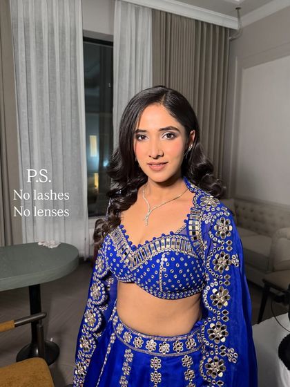 A "no lashes, no lenses" look for Anmol's engagement. This showcases how I can create a beautiful look that is also very comfortable and natural.