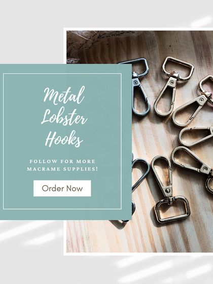 A closer look at my metal lobster hooks, essential supplies for creating professional-looking keychains and wall hangings.