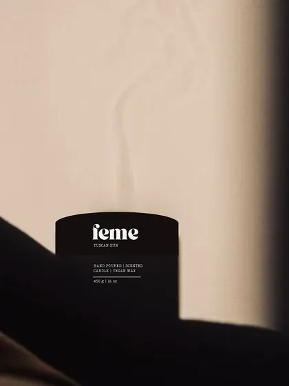 The beautiful shadow play of our Tuscan Sun jar candle. The minimalist design and clean burn make it a perfect addition to any modern home.