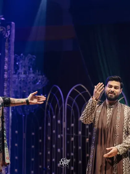On stage with the happy couple, Bismil and Shifa. My job is to make them feel special and celebrated, and this picture captures that perfectly.