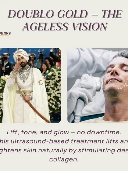 Doublo Gold is our ageless vision. This ultrasound-based treatment provides a lift, tone, and glow with no downtime by stimulating deep collagen production for natural-looking results.