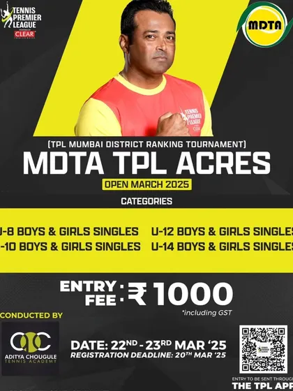 Get ready for the MDTA TPL Acres Open in March. This district ranking tournament is a great opportunity for young players to earn points and gain experience.